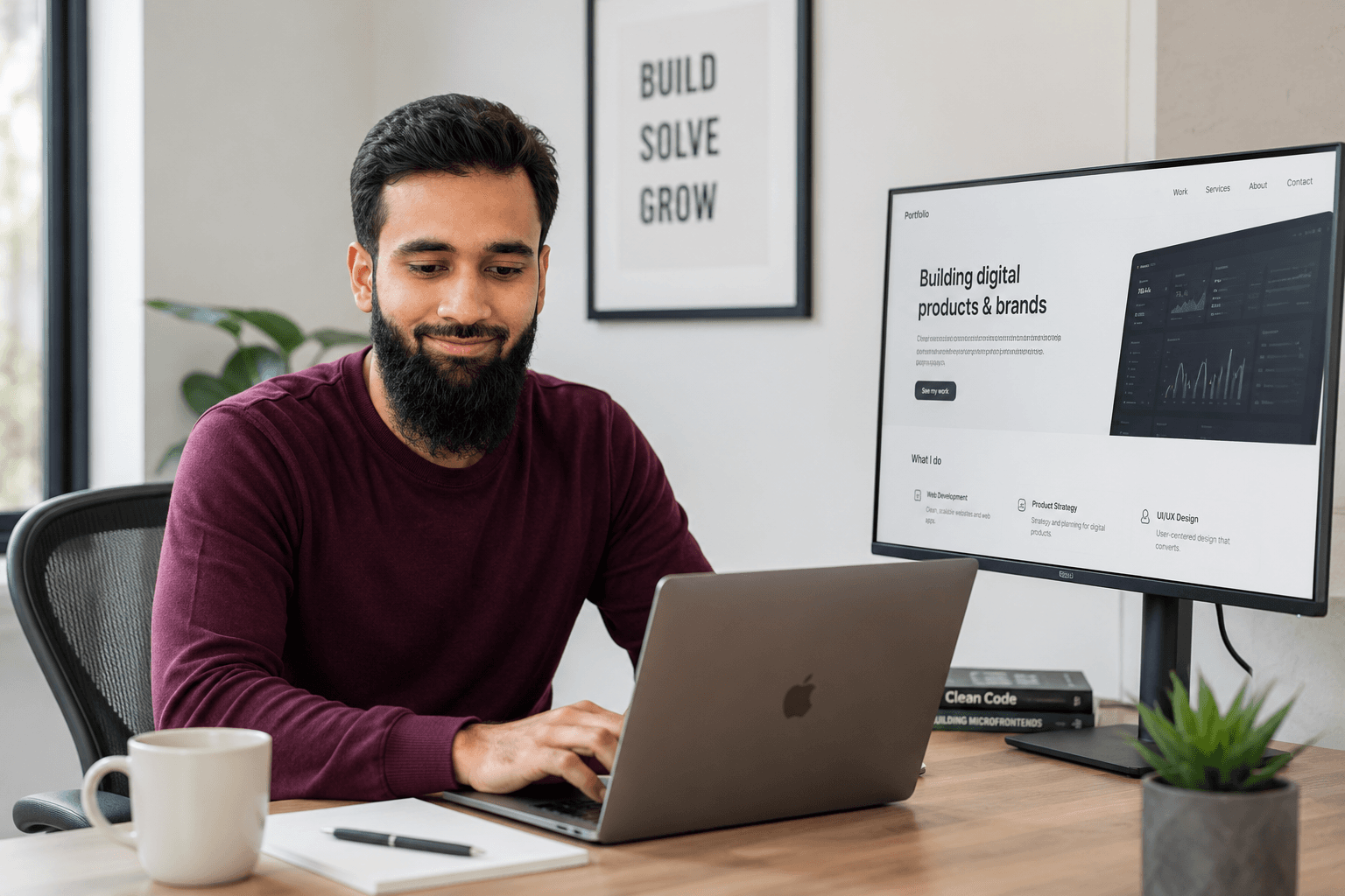 Shaharyar Feroz working on a website and digital system